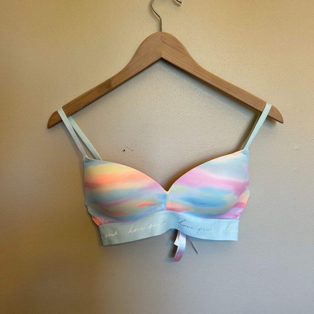 PINK Victoria's Secret Pastel Rainbow Push-Up Bra